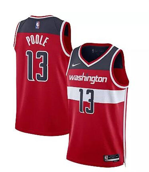 Mens Washington Wizards #13 Jordan Poole Red Nike Icon Edition Jersey