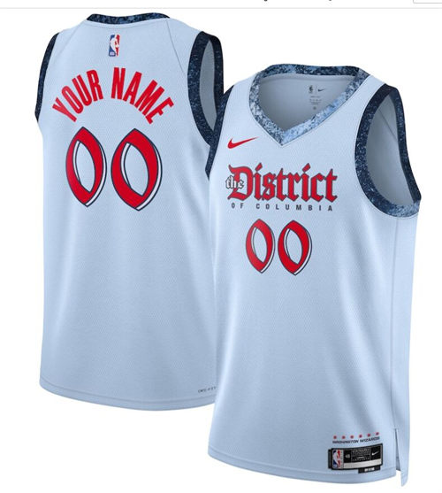 Mens Youth Washington Wizards Custom Powder Blue 2024-25 City Edition Jersey