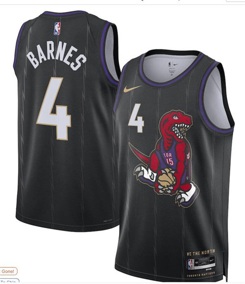 Mens Toronto Raptors #4 Scottie Barnes Black 2024-25 City Edition Swingman Jersey