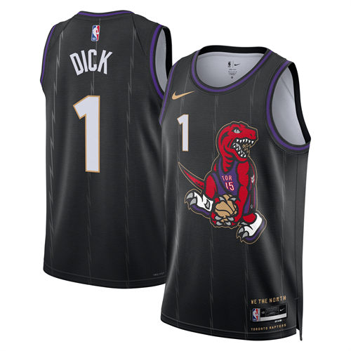 Mens Toronto Raptors #1 Gradey Dick Black 2024-25 City Edition Swingman Jersey