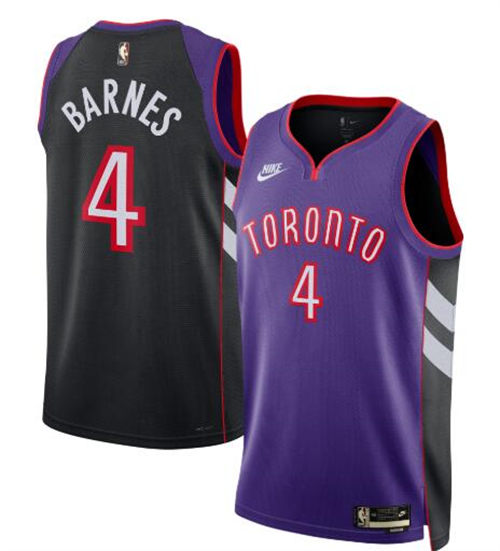 Mens Toronto Raptors #4 Scottie Barnes Purple Black Classic Edition Jersey