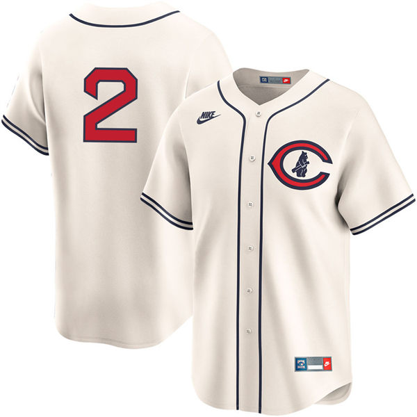 Mens Chicago Cubs #2 Nico Hoerner Cream Field of Dreams Limited Player Jersey
