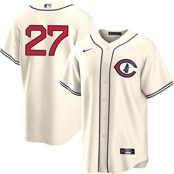 Mens Chicago Cubs #27 Seiya Suzuki Cream Field of Dreams Limited Player Jersey