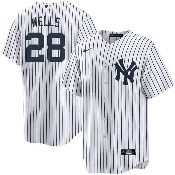 Mens New York Yankees #28 Austin Wells Nike White Home with Name Limited Jersey
