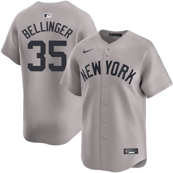 Mens New York Yankees #35 Cody Bellinger Nike Away Limited Jersey Gray With Name