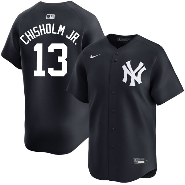 Mens New York Yankees #13 Jazz Chisholm Jr. Nike Navy Alternate With Name Limited Jersey