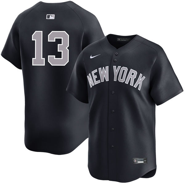 Mens New York Yankees #13 Jazz Chisholm Jr. Nike Navy Alternate 2nd with Name New York Limited Player Jersey