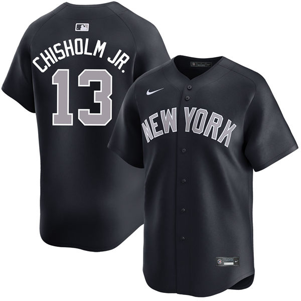 Mens New York Yankees #13 Jazz Chisholm Jr. Nike Navy Grey Alternate 2nd New York Jersey With Name