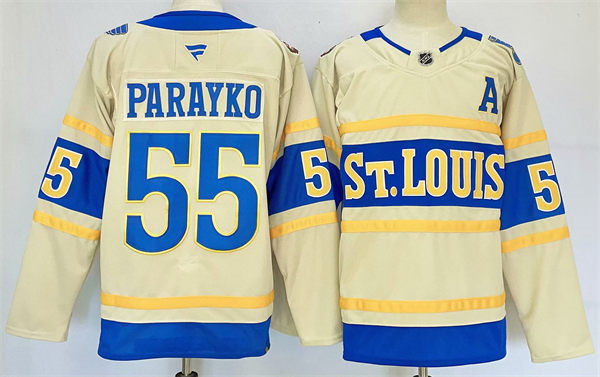 Mens St. Louis Blues #55 Colton Parayko Fanatics Cream 2025 NHL Winter Classic Premium Jersey