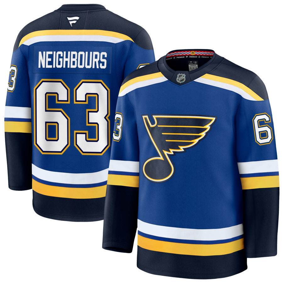 Mens St. Louis Blues #63 Jake Neighbours Fanatics Home Blue Player Jersey