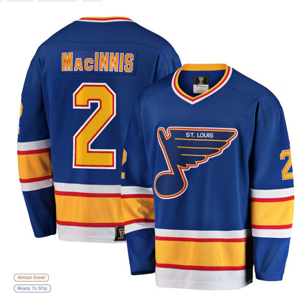 Mens St. Louis Blues Retired Player #2 Al Macinnis Fanatics Premier Breakaway Jersey Blue