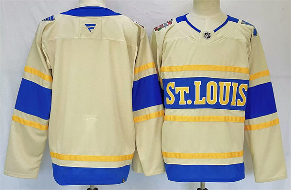 Mens St. Louis Blues Blank Fanatics Cream 2025 NHL Winter Classic Premium Jersey