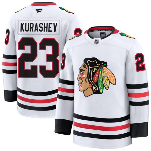 Mens Chicago Blackhawks #23 Philipp Kurashev Fanatics Away White Jersey