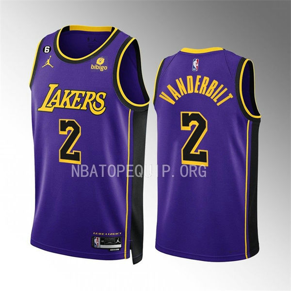 Mens Los Angeles Lakers #2 Jarred Vanderbilt Purple Statement Edition Jersey