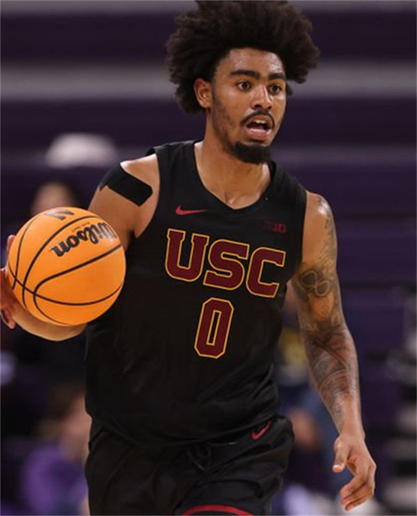 Mens Youth USC Trojans #0 Saint Thomas Black 2025 Big 10 Basketball Game Jersey