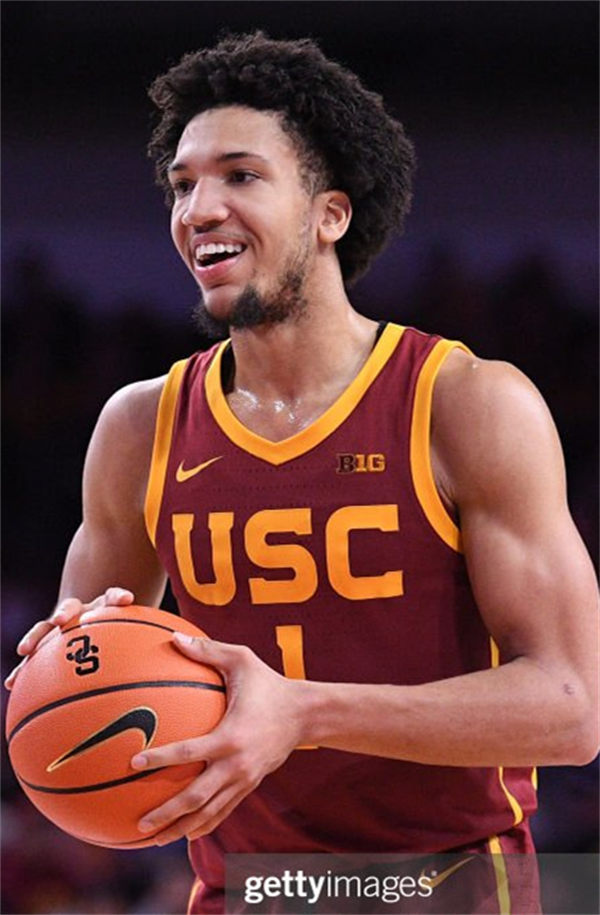 Mens Youth USC Trojans #1 Desmond Claude 2025 Big 10 Basketball Game Jersey Cardinal