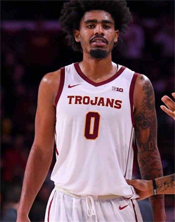 Mens Youth USC Trojans #0 Saint Thomas White 2025 Big 10 Basketball Game Jersey