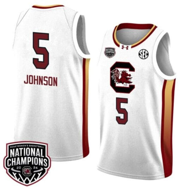 Unisex South Carolina Gamecocks #5 Tessa Johnson White Yellow Women's Basketball Limited Jersey