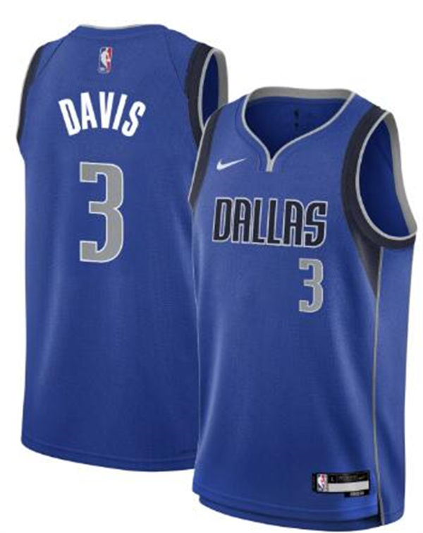 Mens Dallas Mavericks #3 Anthony Davis Blue Icon Edition Swingman Jersey