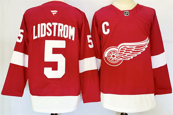 Men's Detroit Red Wings Retired Player #5 Nicklas Lidstrom Fanatics Home Red Jersey