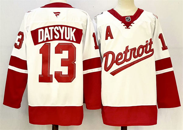 Men's Detroit Red Wings Retired Player #13 Pavel Datsyuk  Fanatics White 2025 NHL Stadium Series Premium Player Jersey
