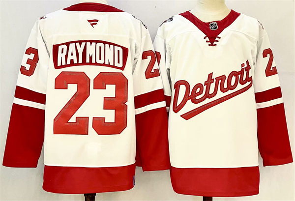 Men's Detroit Red Wings #23 Lucas Raymond Fanatics White 2025 NHL Stadium Series Premium Player Jersey