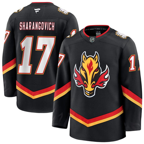 Men's Calgary Flames #17 Yegor Sharangovich Fanatics Black Alternate Premium Jersey