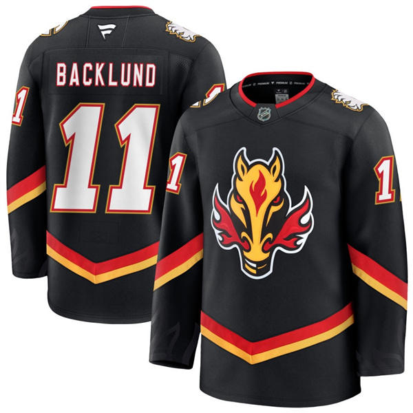 Men's Calgary Flames #11 Mikael Backlund Fanatics Black Alternate Premium Jersey
