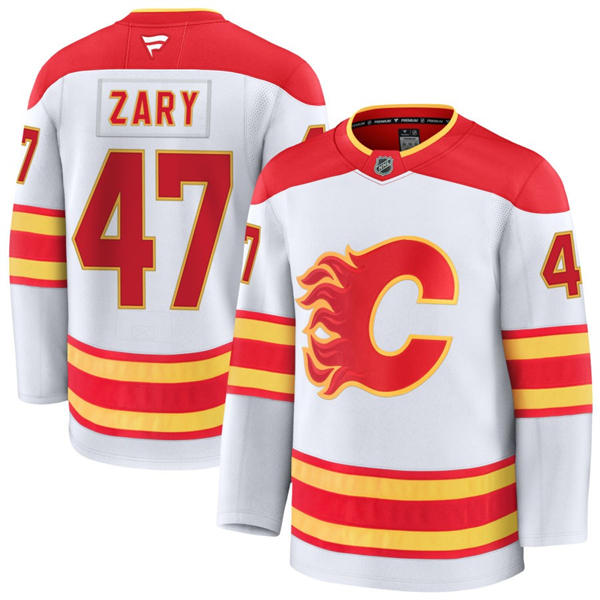 Men's Calgary Flames #47 Connor Zary Fanatics White Away Player Jersey