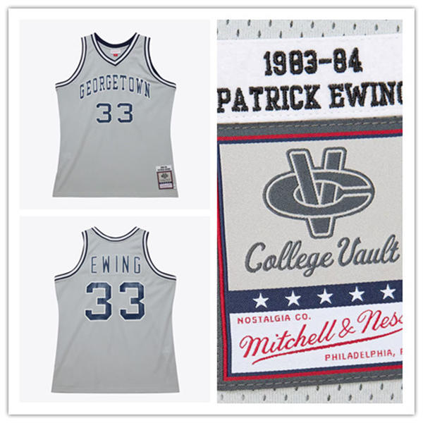 Men's Georgetown Hoyas #33 Patrick Ewing  Gray 1983-84 Swingman Throwback Retro Basketball Jersey 