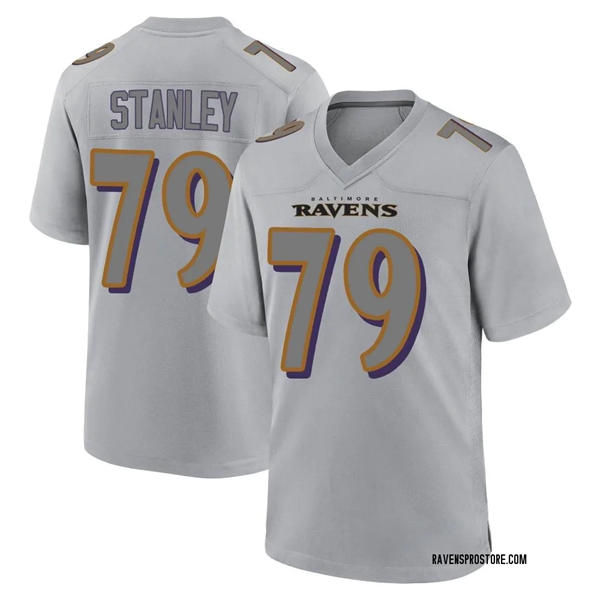 Men's Baltimore Ravens #79 Ronnie Stanley Gray Atmosphere Fashion Game Jersey
