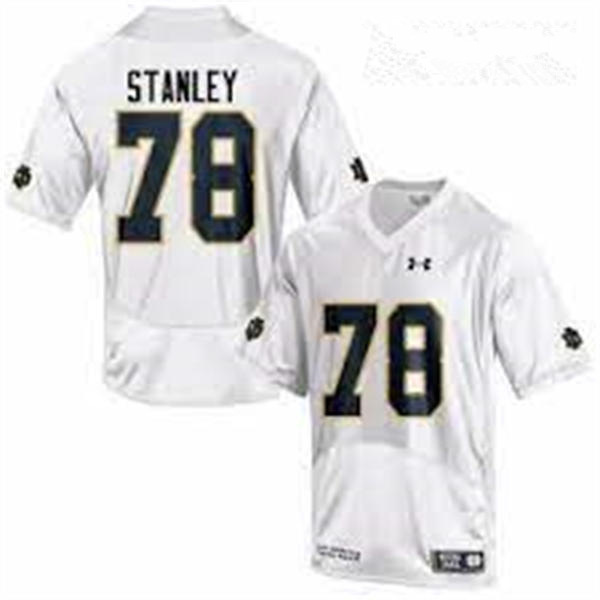 Mens Notre Dame Fighting Irish #78 Ronnie Stanley 2015 White With Name Football Jersey