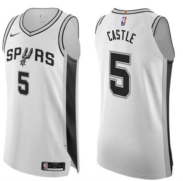 Men's San Antonio Spurs #5 Stephon Castle Nike White Association Edition Jersey