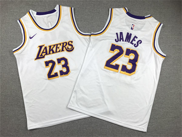 Youth Los Angeles Lakers #23 LeBron James Nike White Association Edition Swingman Jersey