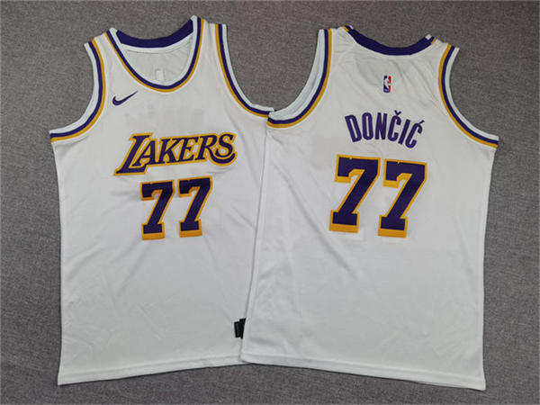 Youth Los Angeles Lakers #77 Luka Doncic White Association Edition Jersey