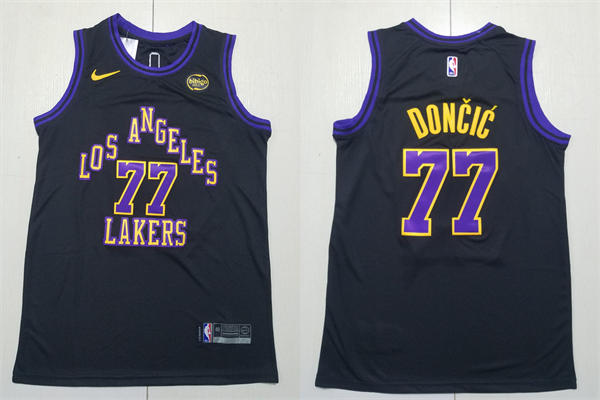 Mens Los Angeles Lakers #77 Luka Doncic Black 2025-26 City Edition Player Jersey