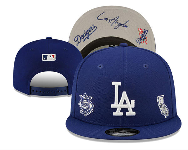 Embroidered MLB Los Angeles Dodgers Royal Gray White Snapback Hat YD25311 (4)