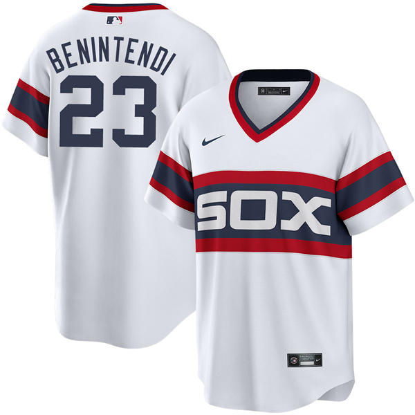 Mens Chicago White Sox #23 Andrew Benintendi Nike White Pullover Cooperstown Collection Jersey