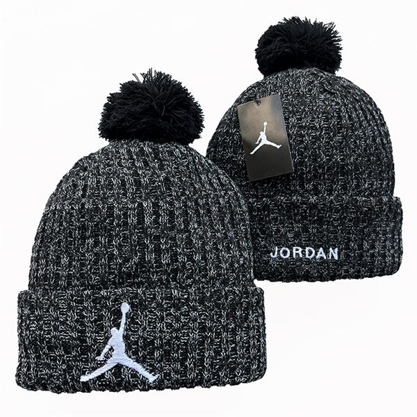 Embroidered Air Jordan SMOKEY GREY Cuffed Pom Knit Hat YD442740