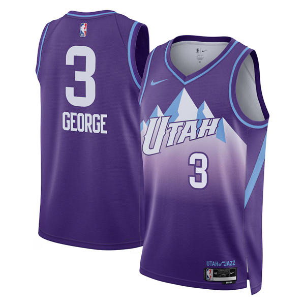 Mens Utah Jazz #3 Keyonte George 2024-25 Purple City Edition Swingman Jersey