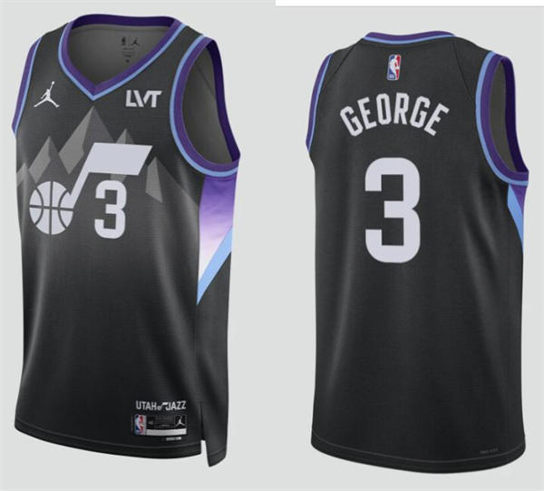 Mens Utah Jazz #3 Keyonte George Black Statement Edition Swingman Jersey