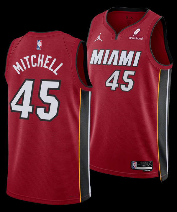 Mens Miami Heat #45 Davion Mitchell Red Statement Edition Swingman Jersey
