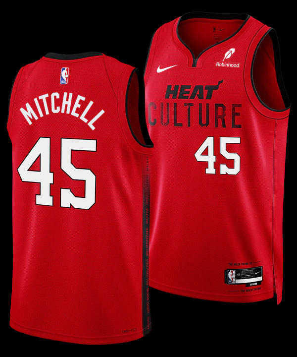 Mens Miami Heat #45 Davion Mitchell Nike Red 2024-25 City Edition Jersey