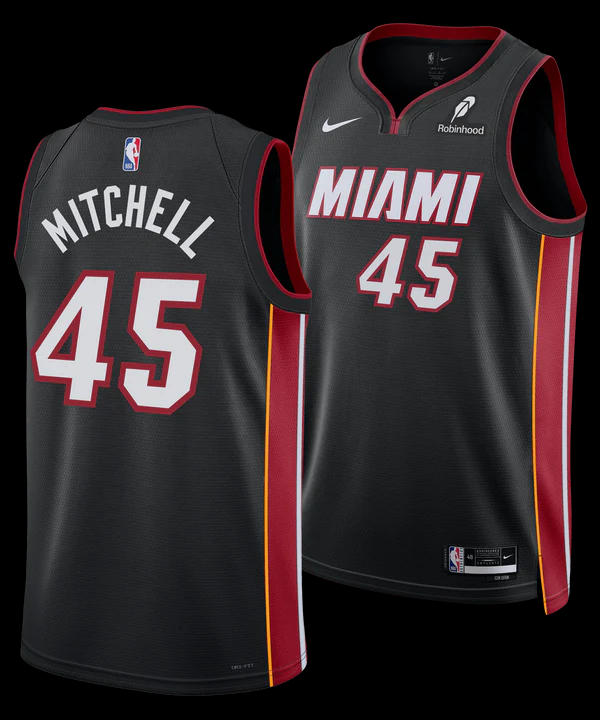 Mens Miami Heat #45 Davion Mitchell Nike Black Icon Edition Swingman Jersey