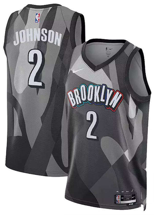 Mens Brooklyn Nets #2 Cameron Johnson 2024-25 Gray City Edition Swingman Jersey