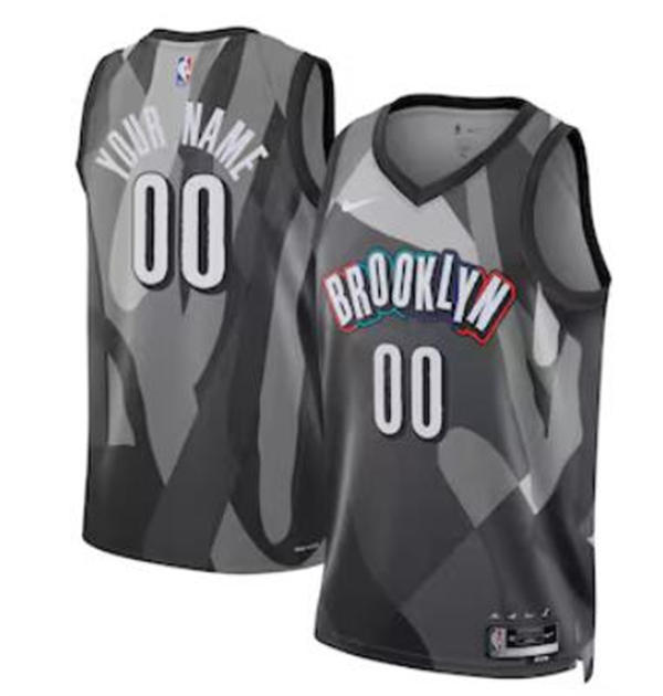Mens Youth Brooklyn Nets Custom 2024-25 Gray City Edition Swingman Jersey