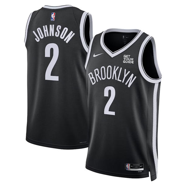 Mens Brooklyn Nets #2 Cameron Johnson Nike Black Icon Edition Player Jersey