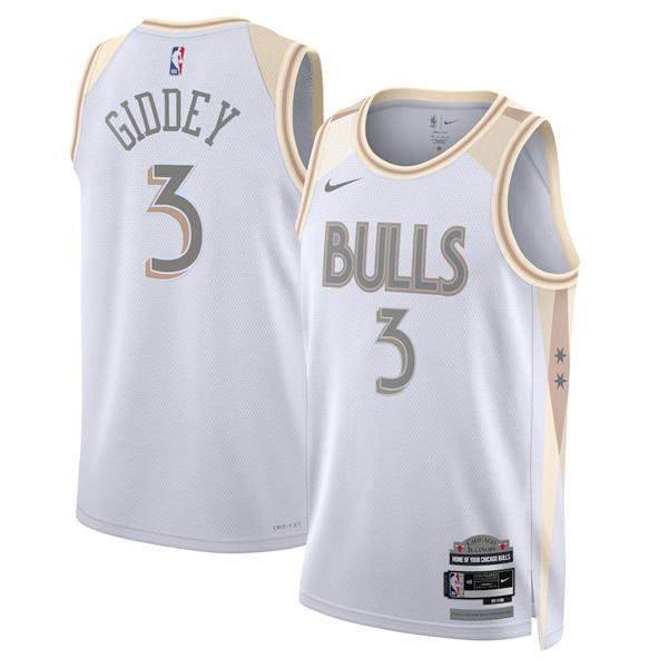 Mens Chicago Bulls #3 Josh Giddey 2024-25 White City Edition Swingman Jersey