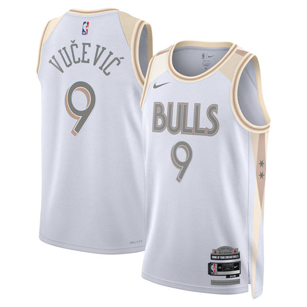 Mens Chicago Bulls #9 Nikola Vucevic 2024-25 White City Edition Swingman Jersey