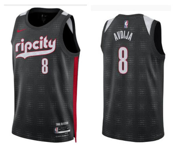 Mens Portland Trail Blazers #8 Deni Avdija Black 2024-25 City Edition Swingman Jersey
